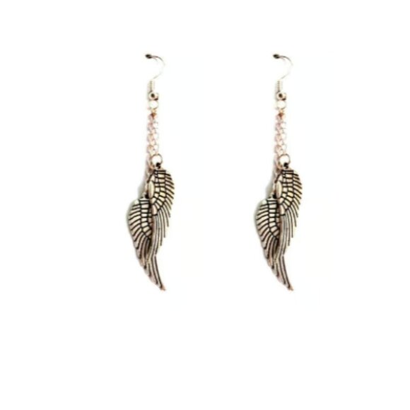 Fallen Angel Silver Wings Earrings - Picture 5 of 5
